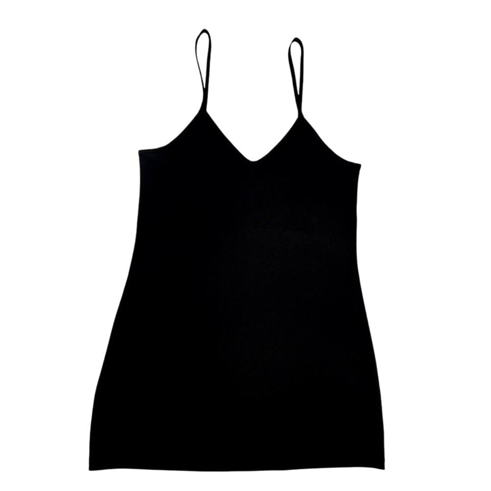 Alexis Longline Stretch Camisole Tank Top Black Spaghetti Strap Size M